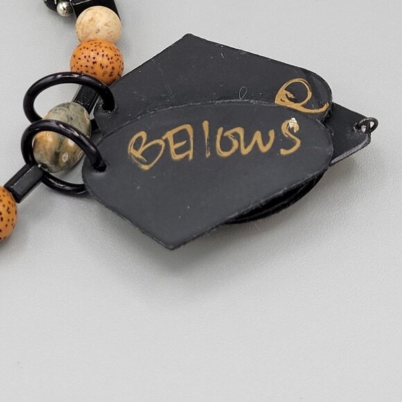 Suzanne Bellows Choker Collar Necklace Fiber Art Pendant Mixed Media Signed - Picture 7 of 7